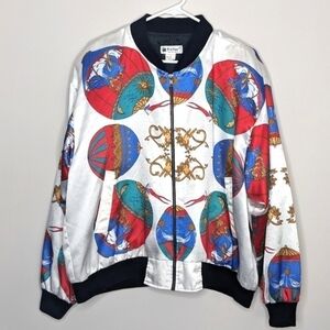 Vintage Esther Satin Bomber Hot Air Balloon Cherub Jacket L